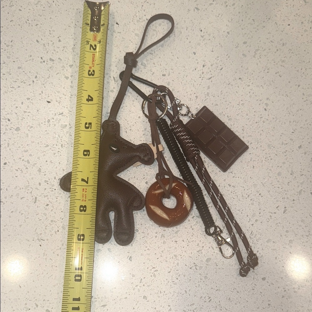 Brown Teddy Vegan Leather Keychain/Purse Charm Accessory - Picture 4 of 4